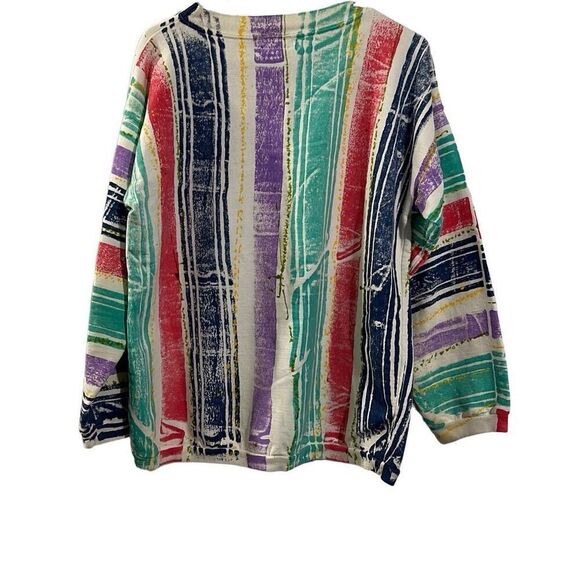 Cherokee Size Small (SM) Y2K Striped Crew Neck Sweatshirt - Picture 1 of 7